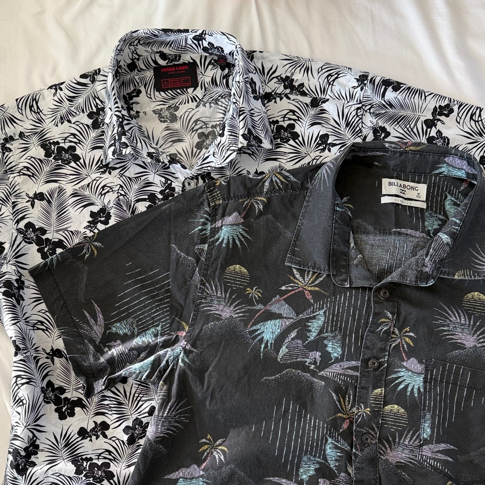 Set of 2 Billabong & Jared Lang Tropical Print Men's Shirts size M